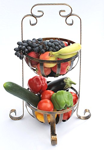 DanDiBo Etagere Fruit basket 10-320 Vegetable basket 62 cm Kitchen shelf with 2 baskets Fruittray Basket