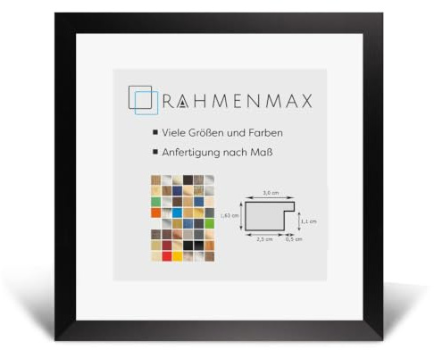 Morena MDF Rahmen für Bild 28x28cm Schwarz Matt mit Acrylglas | zum Aufhängen Hoch- und Querformat/Maßanfertigung möglich/Puzzle Rahmen/mit 1mm Antireflex Acrylglas