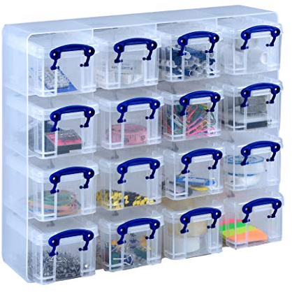 Boîte de rangement organiseur très utile de 0.14 litre – Couleurs assorties (Lot de 16). 0.14 Litre claire