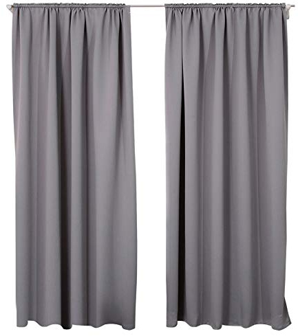 WOLTU Cortinas Opacas 2 Pieza Cortina Gruesa Térmicas Aislantes Moderno Decoración Ventanas para Dormotorio Habitacion Sala Salon 135x225 cm Gris Oscuro