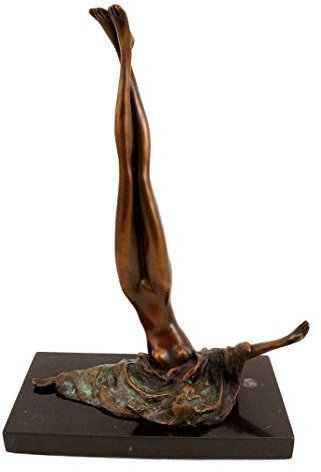 Kunst & Ambiente - Erotische Akt Bronzefigur - Frauenakt auf Marmor Skulptur - signiert - J. Patoue - Erotik Figur