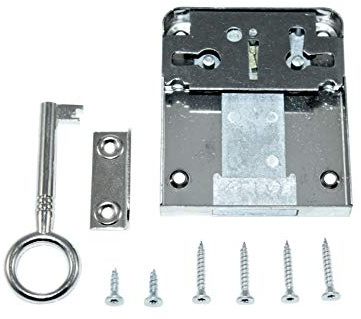 SN-TEC Aufschraubschloss/Möbelschloss/Schrankschloss mit Zuhaltung, Dornmaß: 45mm, (Gesamttiefe 64mm), rechts/links/LAD verwendbar incl. Schließblech incl. Montagematerial