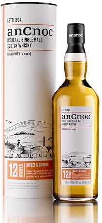AN CNOC - 12 Ans - Whisky Single Malt - 40 % Alcool - Origine : Écosse/Highlands - Notes de Réglisse & Vanille - A déguster pur - 70 cl