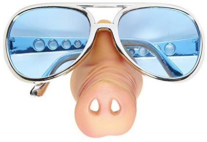 Widmann 11976 - Brille, mit Schweinsnase, blaue Gläser, Kostümzubehör, Accessoire, Schwein, Karneval, Mottoparty