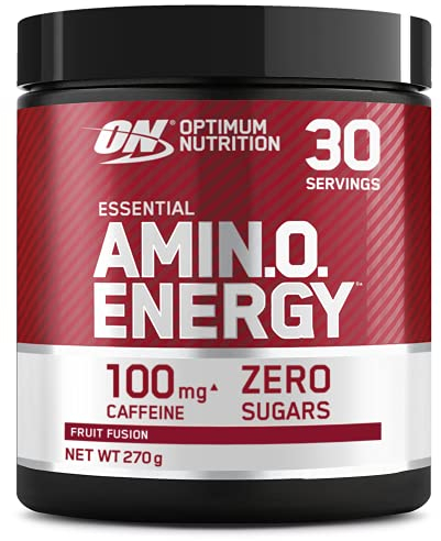 Optimum Nutrition Amino Energy Pre Workout Powder, Energy Drink mit Aminosäuren, BCAA, L-Glutamin und L-Leucin, Vitamin C und Koffein, Frucht-Mix-Geschmack, 30 Portionen, 270 g