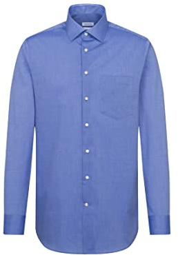 Seidensticker Herren Regular bügelfrei Business Shirt, Blau (Mittelblau), 45 (XXL)
