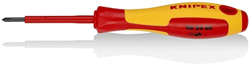 Knipex Giravite per Elettricisti per Viti con Impronta a Croce Phillips Brunita, Impugnatura Isolante, in Materiale Bicomponente, Collaudato Vde 162 Mm 98 24 00