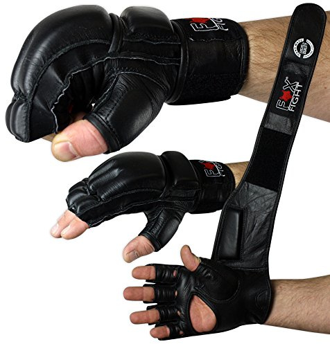 FOX-FIGHT Freefight MMA Handschuhe professionelle hochwertige Qualität echtes Leder Boxhandschuhe Sandsack Training Sparring Muay Thai Kickbox Kampfsport BJJ Sandsackhandschuhe Gloves