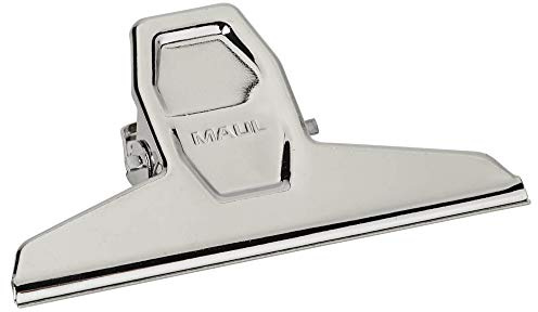 MAUL Papierklemmer silber MAULpro Starker Stahlclip für 300 Blatt | sicherer Halt für dicke Stapel, 30 mm Klemmweite, aufhängbar für flexible Ablage, robustes Metall, kompakte 125 mm Breite