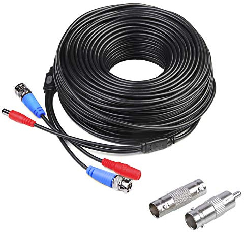 SANSCO 18.3m 60ft Coaxial Lead DVR Security System BNC RCA Connectors Power Cable 960H/720p/960p/1080p/3MP/4MP/5MP CCTV Cameras Digital Video Recorder