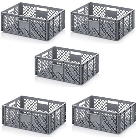 5x Bäckerkiste Cateringbox 60 x 40 x 22 durchbrochen inkl. gratis Zollstock 5er Set