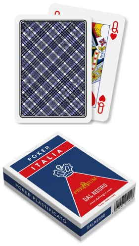 Dal Negro – Mazzo di Carte Poker Italia, in cartoncino duplex, 55 carte con Jolly, Retro Blu, Made in Italy