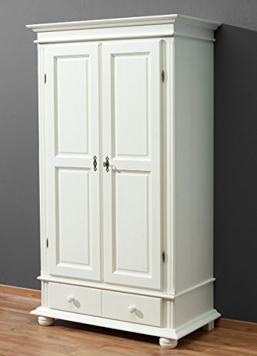 V. Jause e. K. Kleiderschrank Mehrzweckschrank Dielenschrank Fichte massiv Weiss lasiert