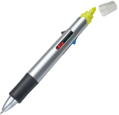 noTrash2003 Vierfarbkugelschreiber mit Textmarker, Multi-Tool Kugelschreiber, Schreibgerät als Werbemittel oder für Büro und Arbeitsplatz