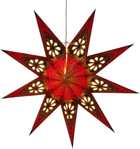 GURU SHOP hopvikbar adventslampa/pappersstjärna/julstjärna, 60 cm – Feanor, stjärna, fönsterdekoration