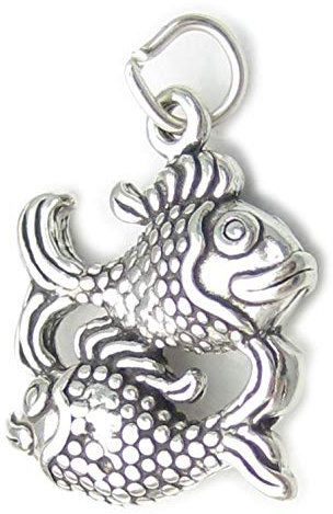 Fisch Sterling Silber Charm-Anhänger .925 x1 Fische Fische Sternzeichen Charms