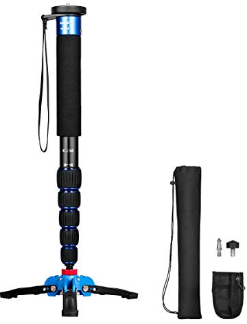 Koolehaoda Ausziehbare Kamera Aluminium Einbeinstativ mit Abnehmbarer Stativhalterung.6 Abschnitte 42-160 cm verstellbar, maximaler Beindurchmesser: Φ28 mm, Nutzlast bis 7 kg- (K-266 Blau)