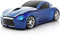 UrChoiceLtd 2.4GHz Wireless Optical Mouse Ergonomic Design Sports Car Mouse for Laptops and PCs 10M Range 3D 1600 DPI Bright Blue