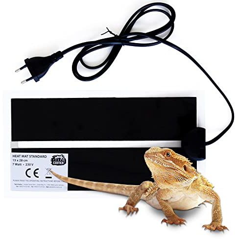 Terra Exotica Terrarium Heizmatte Standard - 5W, 7W, 14W, 20W, 28W, 35W, 45W - Wärmematte fü Terrarien (7 Watt - 15 x 28 cm)