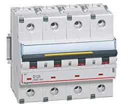 Disjoncteur DX³ 10000-16kA - 4P 400V~ - 125A - courbe D - 6 modules