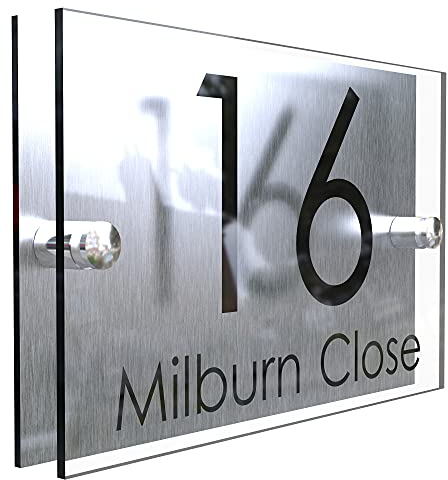 Modern Perspex Steel Aluminium Perspex Acrylic House Number Wall Plaque Sign