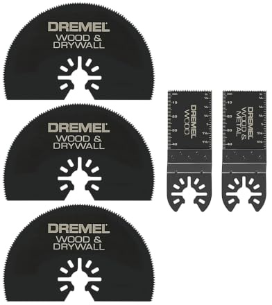 Dremel MM389 5-teiliges oszillierendes Werkzeug-Sortiment, perfekt für Holz, Metall, Kunststoffe, Trockenbauwände und mehr | Mehrschneideklinge, universelle Schnellpass-Schnittstelle, ideal für Holz, Metall und Trockenbau, präzises Schneiden