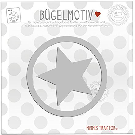 Bügelbild Reflektor Stern (Kreis) 9 cm SILBER Aufbügler Applikationen Bügelsticker für Stoffe Textilien Kinder zum Aufbügeln Flicken