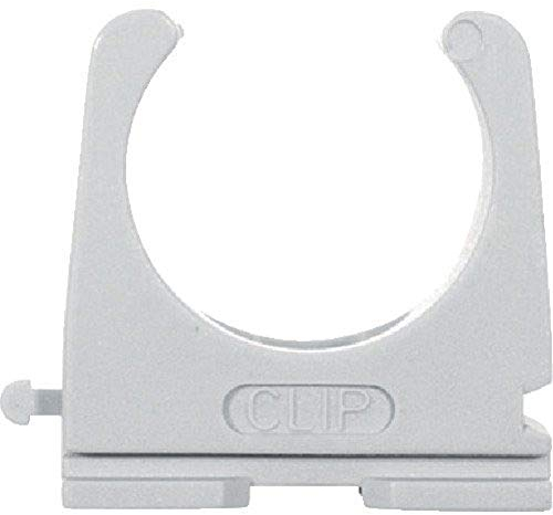 fischer Rohrclip RC IEC 25, Hohe Flexibilität, Kompatibel mit 11-mm-Profilschienen, Leichte Montage durch Langloch, Koppelung von bis zu drei Rohrclips, 50 Stück