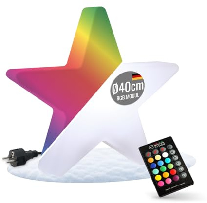 8 seasons design LED Weihnachtsstern 40cm Shining Star RGB Farbwechsel, dimmbar, kaltweißes Licht, mit Fernbedienung – winterfest, LED Stern für außen (Garten, Balkon) und innen – Weihnachtsdeko