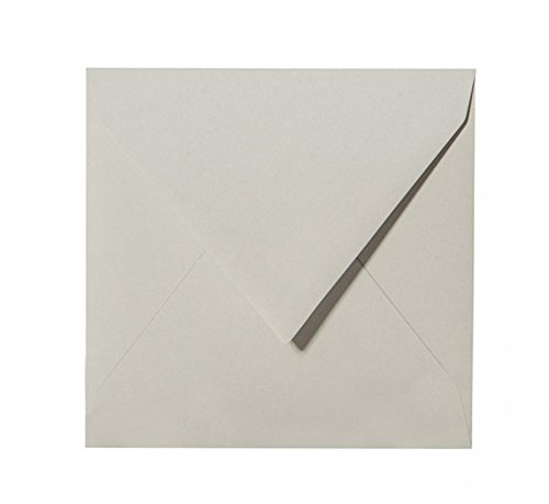 Paper24 50 quadratische Briefumschläge 150 x 150 mm, 15x15 cm, 120 g/m² mit Dreieckslasche Farbe: 04 Grau