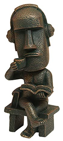 CRCAH Moai Statue Dekor - 15,2 cm Osterinsel Oranment Harz Stein Dekoration für Zimmer Accessoires Antike Skulptur für Büro Desktop (Lesen Sie ein Buch)