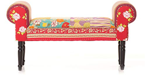PAJOMA 10003 Patchwork Sitzbank Spring, Baumwolle/Schichtholz/Polsterschaum, Höhe 51 cm