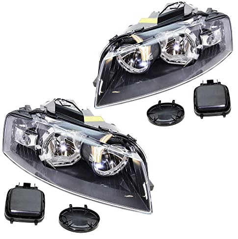 BESTPRICE 2x fari principali anteriori sinistro + destro H7 con servomotore per il livellamento dei fari, compatibile con AUDI A3 (8P1), A3 Sportback (8PA)