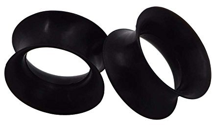 Longbeauty 2 Pcs Extra Weich Flesh Silikon Ohr Tunnel Plug Piercing Schmuck schwarz 18mm