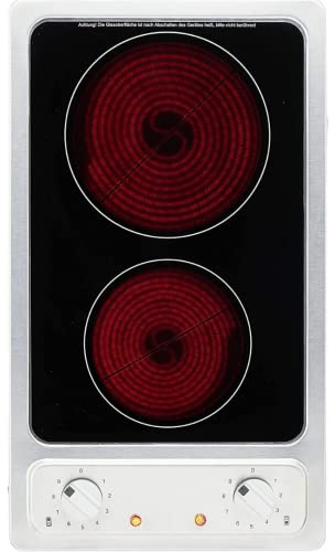 PKM EB-GK-2R Kochfeld | Doppelkochplatte | Autark | Glaskeramik | Restwärmeanzeige | Knebel Bedienung | Edelstahlrahmen | 3000 Watt