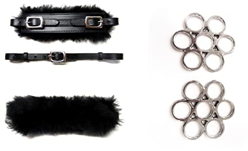 PS Pferdeartikel Set Gebisslose Zäumung Flower Silber - Echt Schaffell Farbe Braun mit silbernem Beschlag