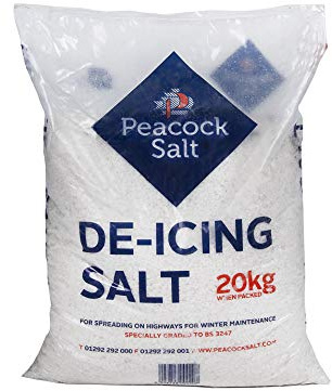 Peacock Salt 20KG Bag White De-Icing Rock Salt for Weeds Clearing Roads Paths and Driveways of Ice and Snow
