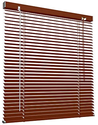 Victoria M. Aluminium Jalousie 70 x 130 cm, holzdunkel, Jalousie ohne Bohren, inkl. Klemmclips