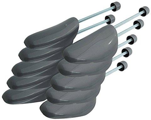 Incutex 5 pairs shoe trees variable size UK 5-11, plastic shoe stretcher, shoe shaper, grey