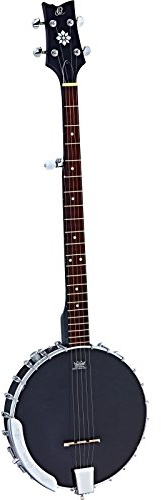 Ortega 5-Saiter Serie Banjo Raven (Tonabnehmer, Volume Regler-Open Back, Luxus Gigbag) schwarz, OBJE250OP-SBK