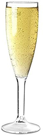 Elite Premium Polycarbonate Champagne Flutes 7oz Lined and CE stamped at 175ml - Pack of 12 | Plastic Reusable Champagne Glasses, Virtually Unbreakable Polycarbonate Plastic - Lined & CE Marked - Ideal for Parties, Outdoors & Event Catering