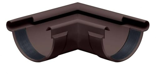 INEFA Angolo grondaia 90 gradi, semicircolare 125mm Marrone scuro PVC | Angolo esterno con bordo esterno, pezzo di raccordo accessorio grondaia, Made in Germany