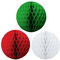 SUNBEAUTY Juego de 6 bolas de panal de abeja de 20 cm y 25 cm, color rojo, verde y blanco
