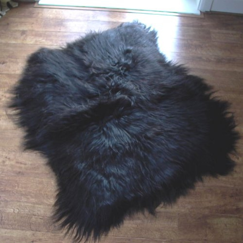Tappeto in pelle di pecora islandese, doppio colore nero (2 pelle)