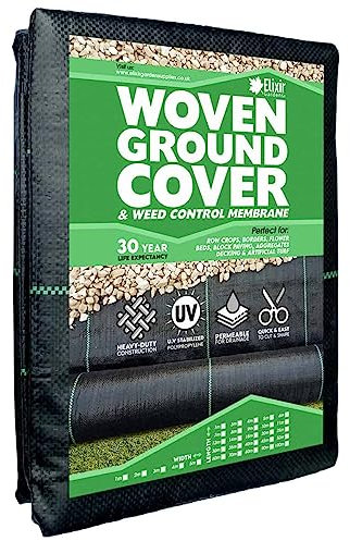 Elixir Gardens 5m x 6m Woven Ground Felt Cover Weed Control Fabric Landscape Membrane
