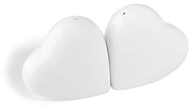 Holst Porzellan HM 001 Salz und Pfeffer Menage Herz, weiß, 6.5 x 3.5 x 6.5 cm 4 Einheiten