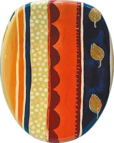 Sanitop - Wingenroth - 40419 8 - WC-Sitz Dekor Blatt - Toilettensitz mit Holz-Kern & Metall-Scharnier