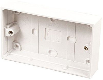 kenable Surface Mount Back Box 2 Gang 25mm Deep Pattress for Double Wall Plates Sockets Switches White