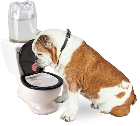 BigMouth Inc The Toilet Water Dish for Pets, Ceramic, Holds 2L Bottle, Funny Bowl for Dogs and Cats