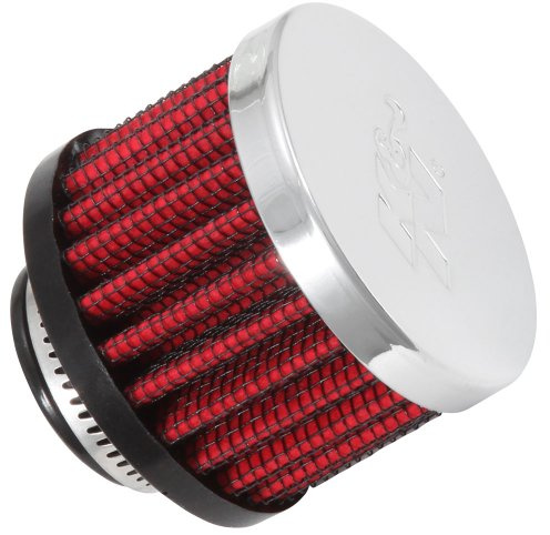 K&N 62-1360 KFZ und Motorrad Entlüftungsluftungsluftfilter, Chrom | 19mm Gummi-Flansch (62-1360)
